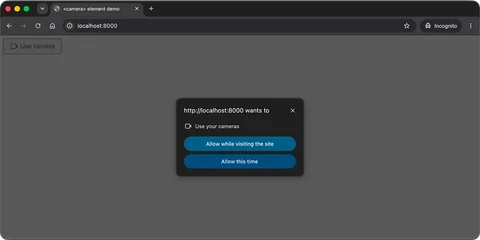 Chrome asking for camera access after a click on the camera element